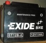 Motociklu akumulatori Exide bike ET 12 B4, 12V, 11Ah